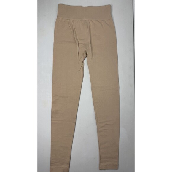 Conceited Beige Nude Fleece Womens Leggings S/M One Size - Picture 1 of 13
